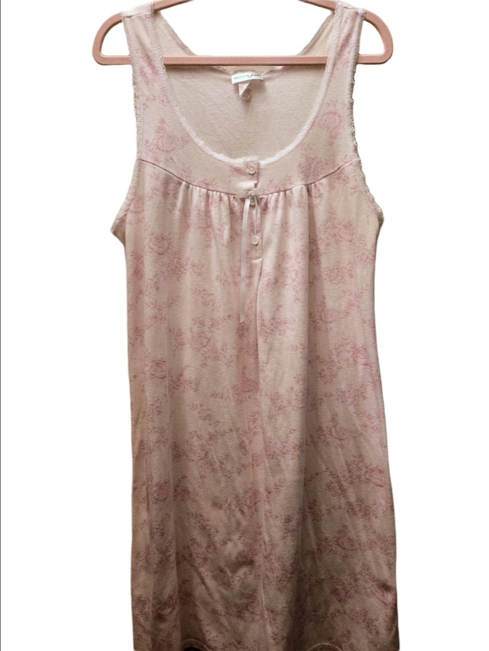 Vintage Vanity Fair Floral Nightgown Pink Cottagecore Slip Dress